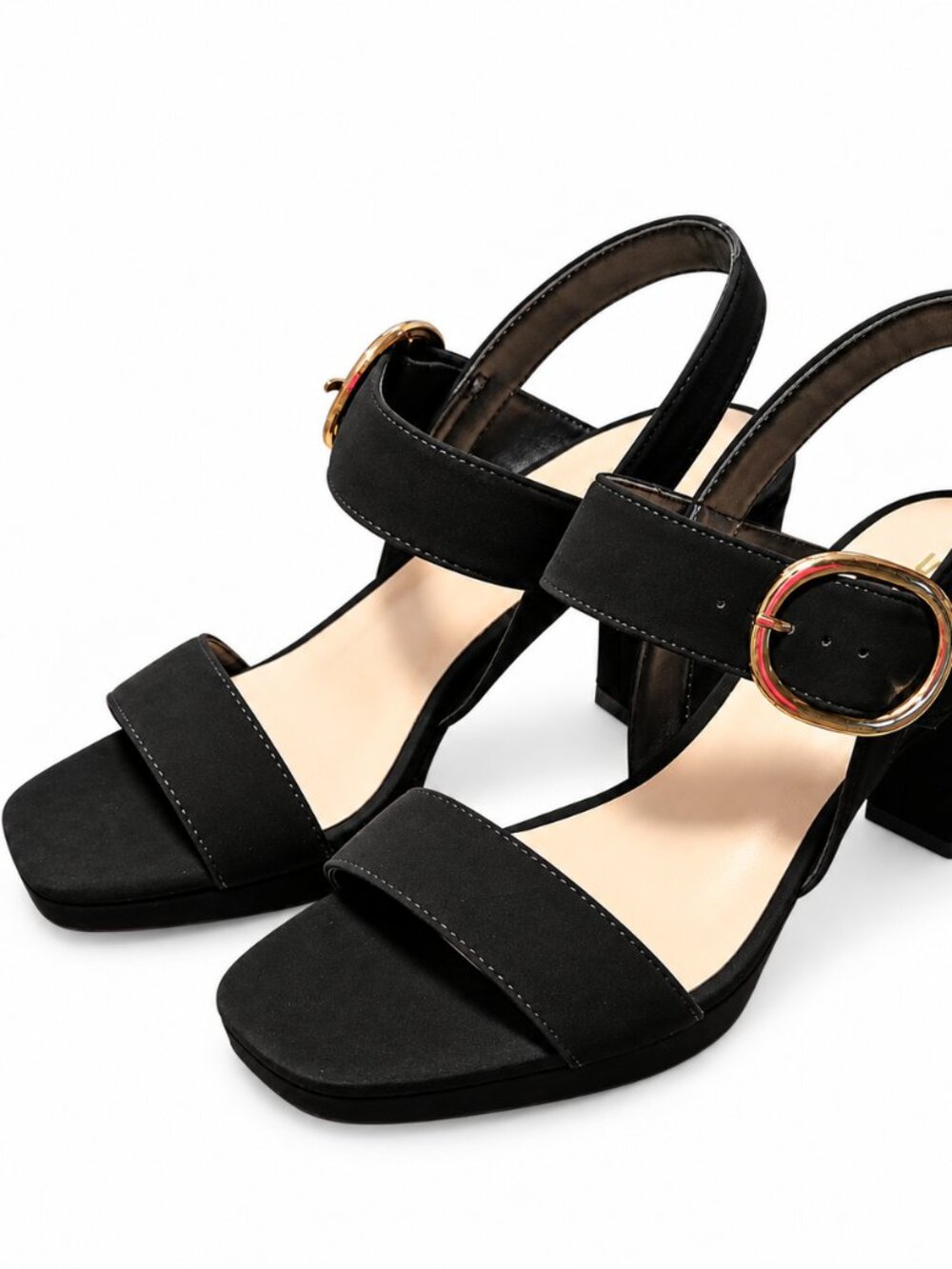 Soda Tivoli Women Black Nubuck 3.25" heel Sandal w Platform Size 9 NEW